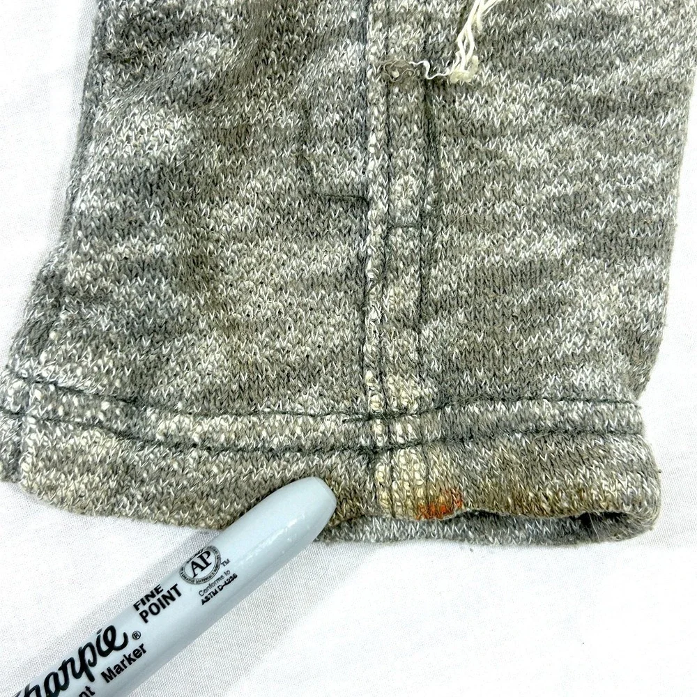 Free People Cotton Denim Jean Knit Hoodie Collared Layered Jacket Blue Gray S - Picture 9 of 12